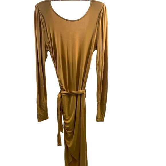 Young Fabulous & Broke Mustard Long Sleeve Drapped  Dress Size M - Picture 1 of 10